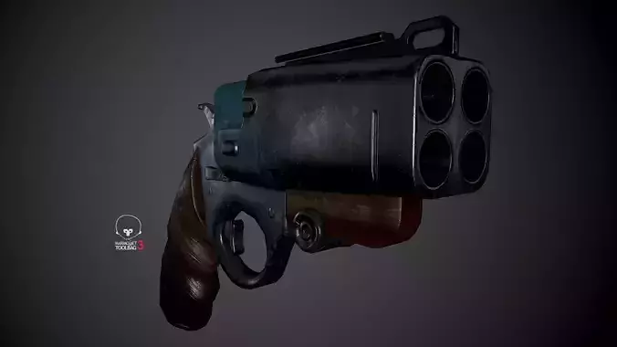Wasp gun Pistol revolver Low-poly Low-poly 3D model