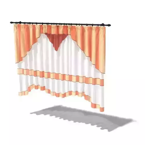 Orange Cream And White Kitchen Curtain