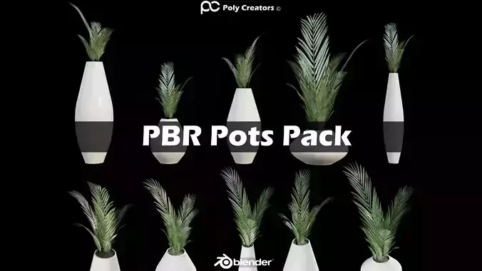 PBR Pots Pack Low-poly 3D model