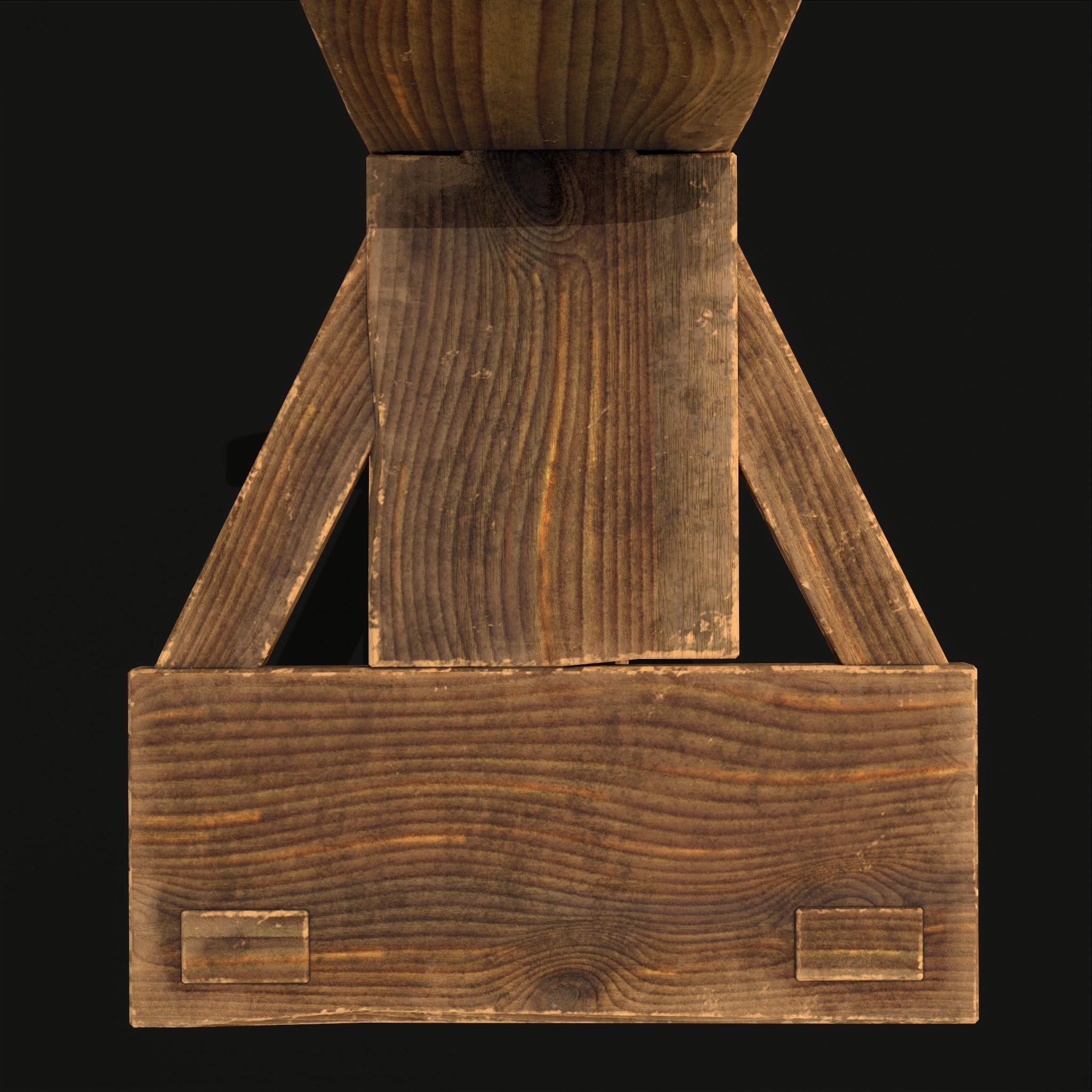 Unique Medieval Wooden Tall Chair Low-poly 3D model_13