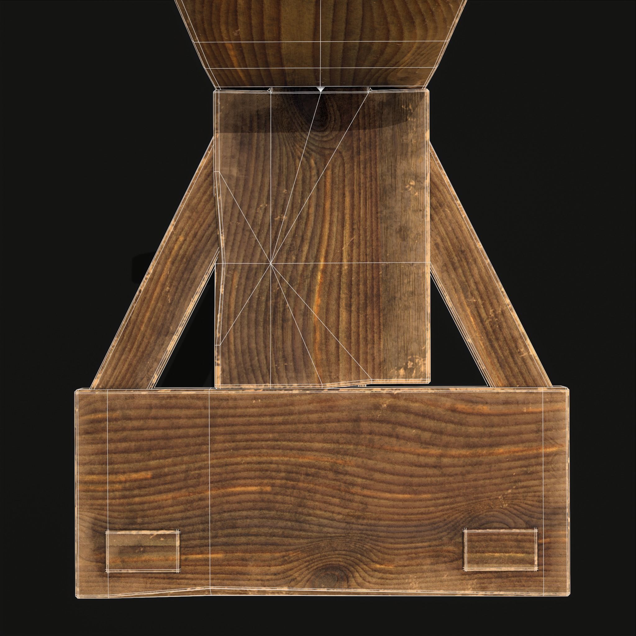 Unique Medieval Wooden Tall Chair Low-poly 3D model_14