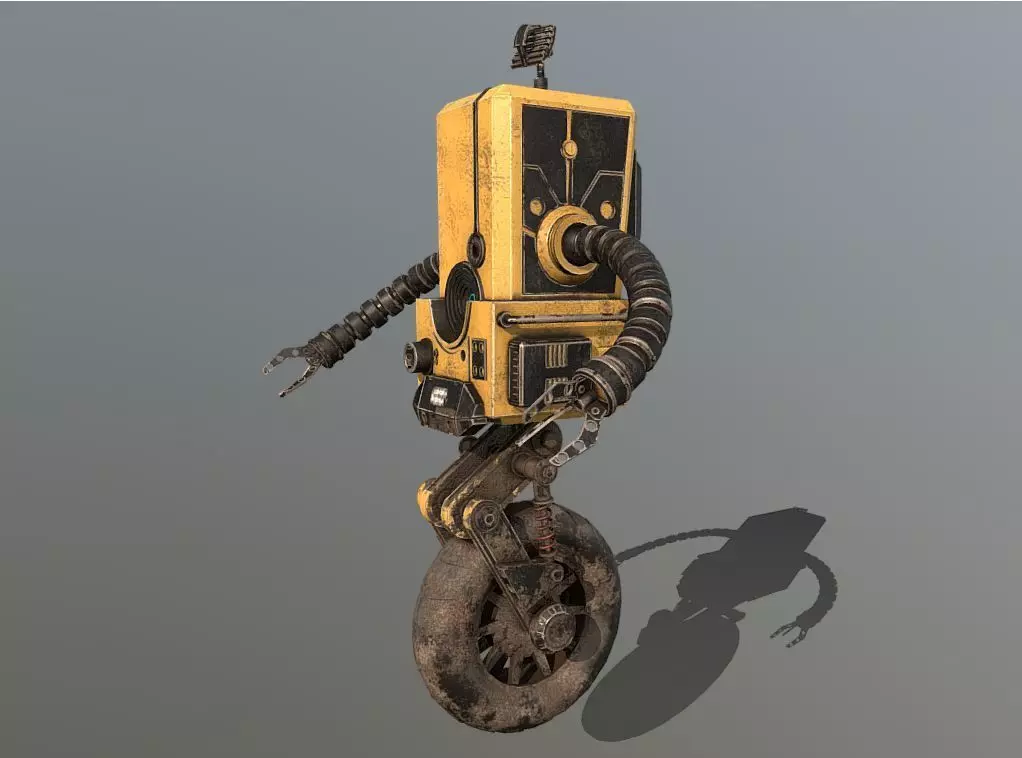 Wheeled Robot Low-poly 3D model_0