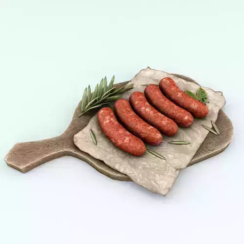 Rustic Sausage Chopping Board 3D model