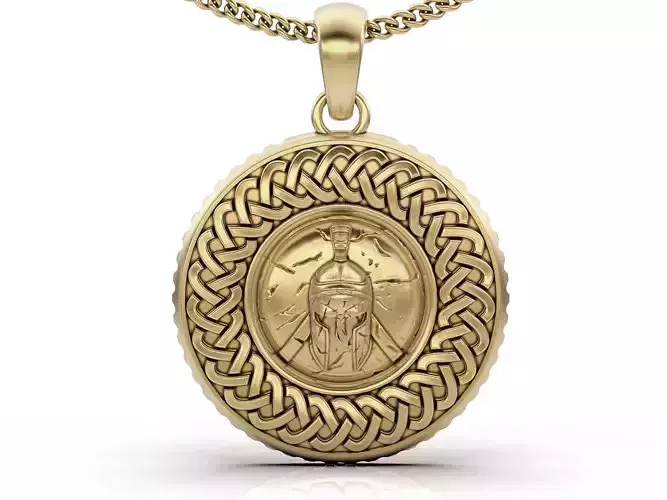 Spartacus  shield pendant gold printable jewelry 3D model