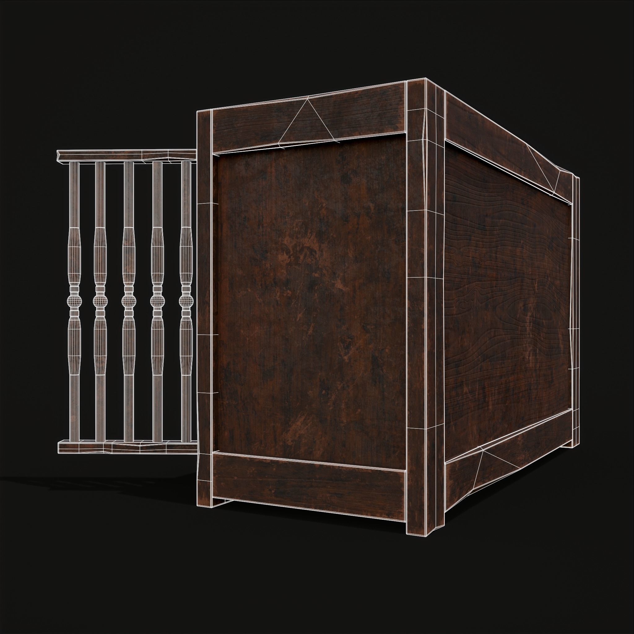 Medieval Oak Drawer Low-poly 3D model_20