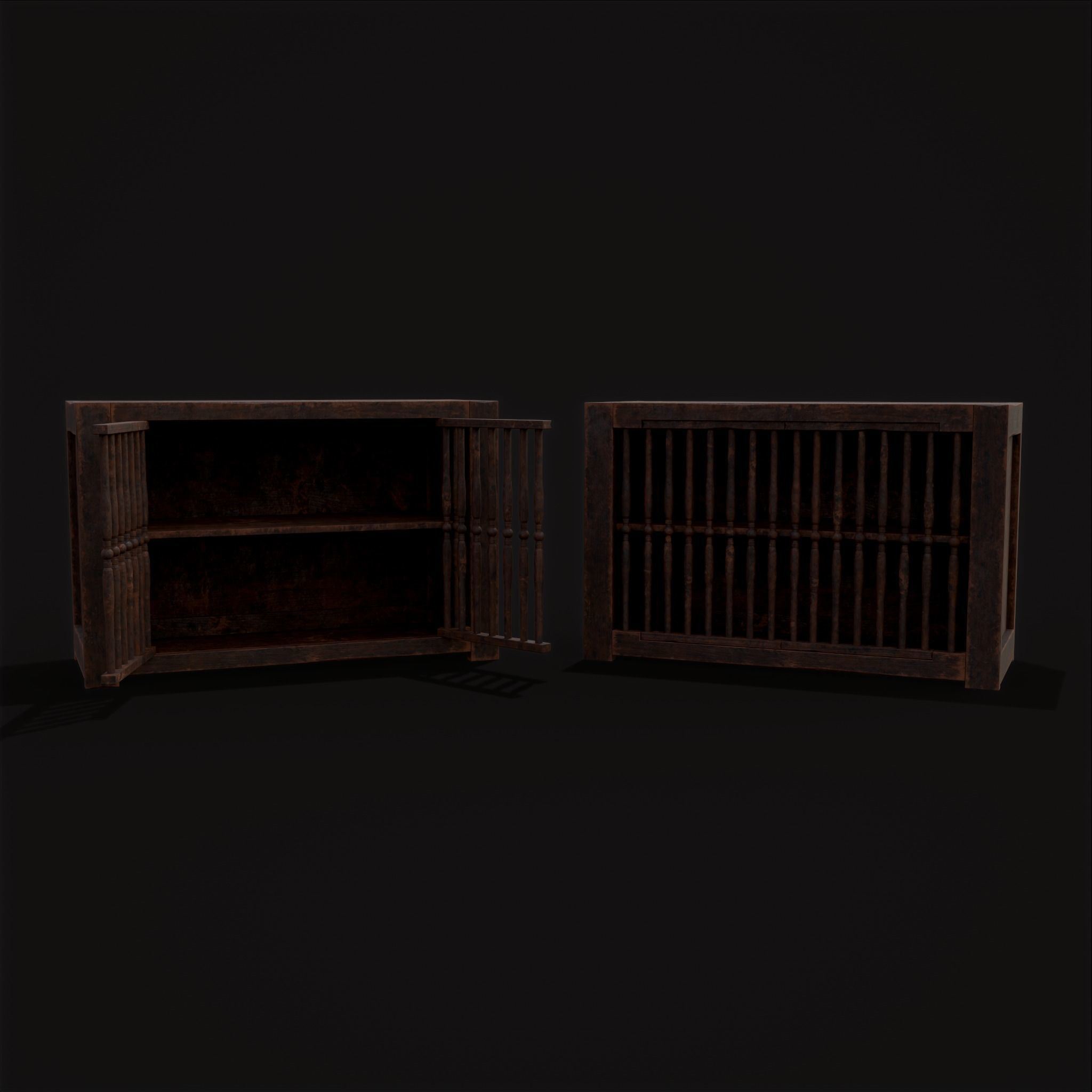 Medieval Oak Drawer Low-poly 3D model_21