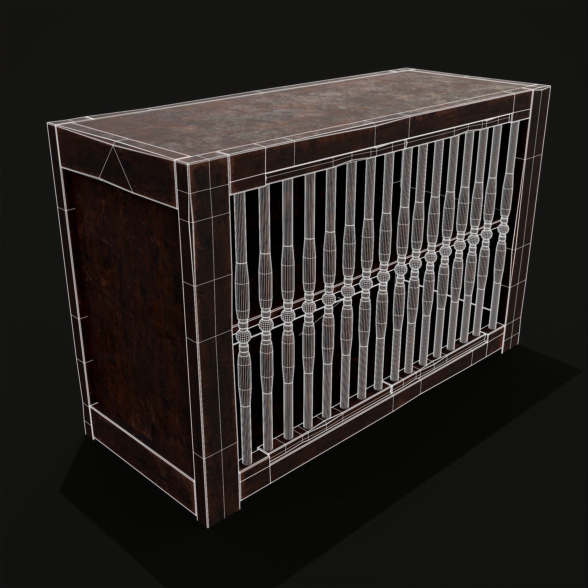 Medieval Oak Drawer Low-poly 3D model_4