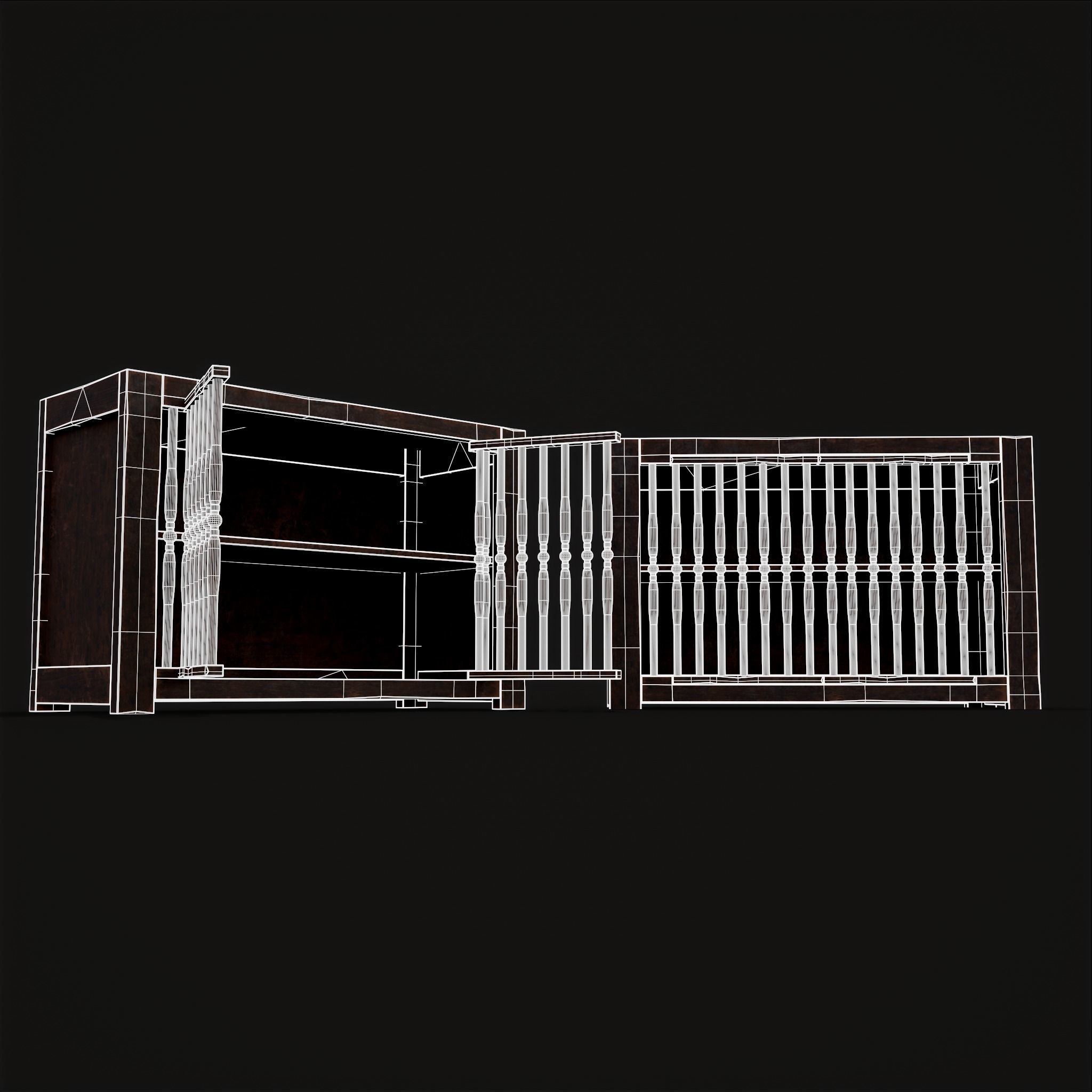 Medieval Oak Drawer Low-poly 3D model_24