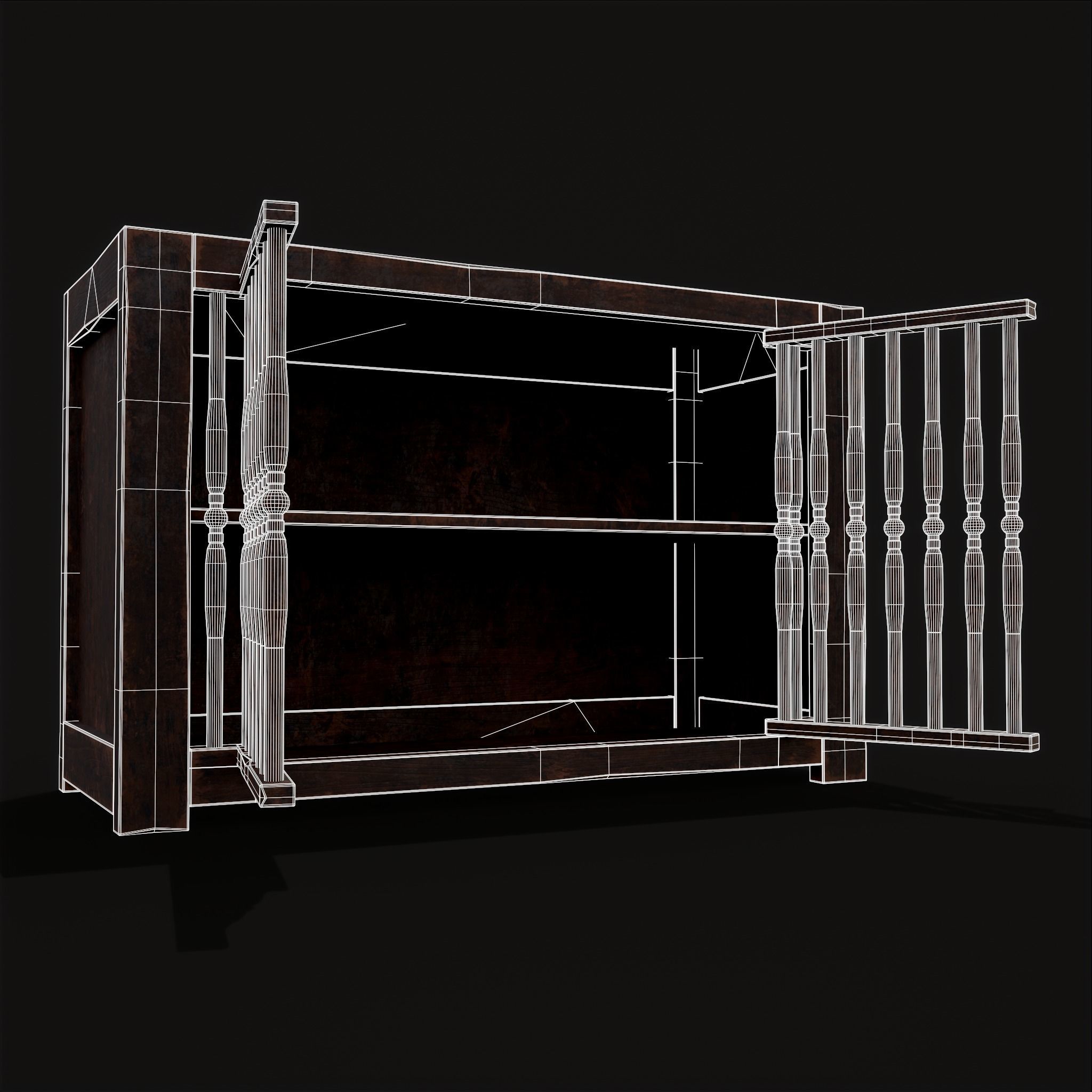 Medieval Oak Drawer Low-poly 3D model_14