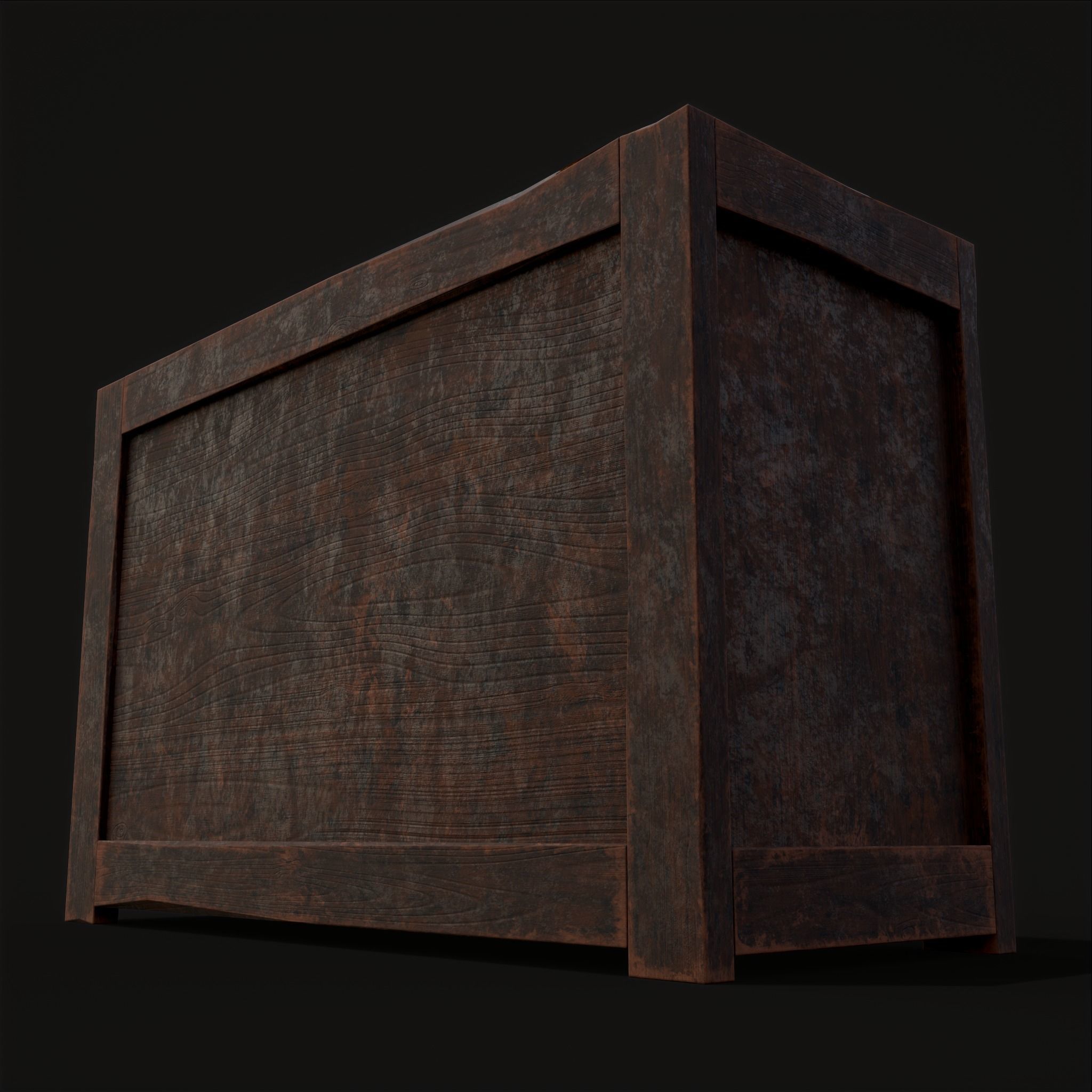 Medieval Oak Drawer Low-poly 3D model_5