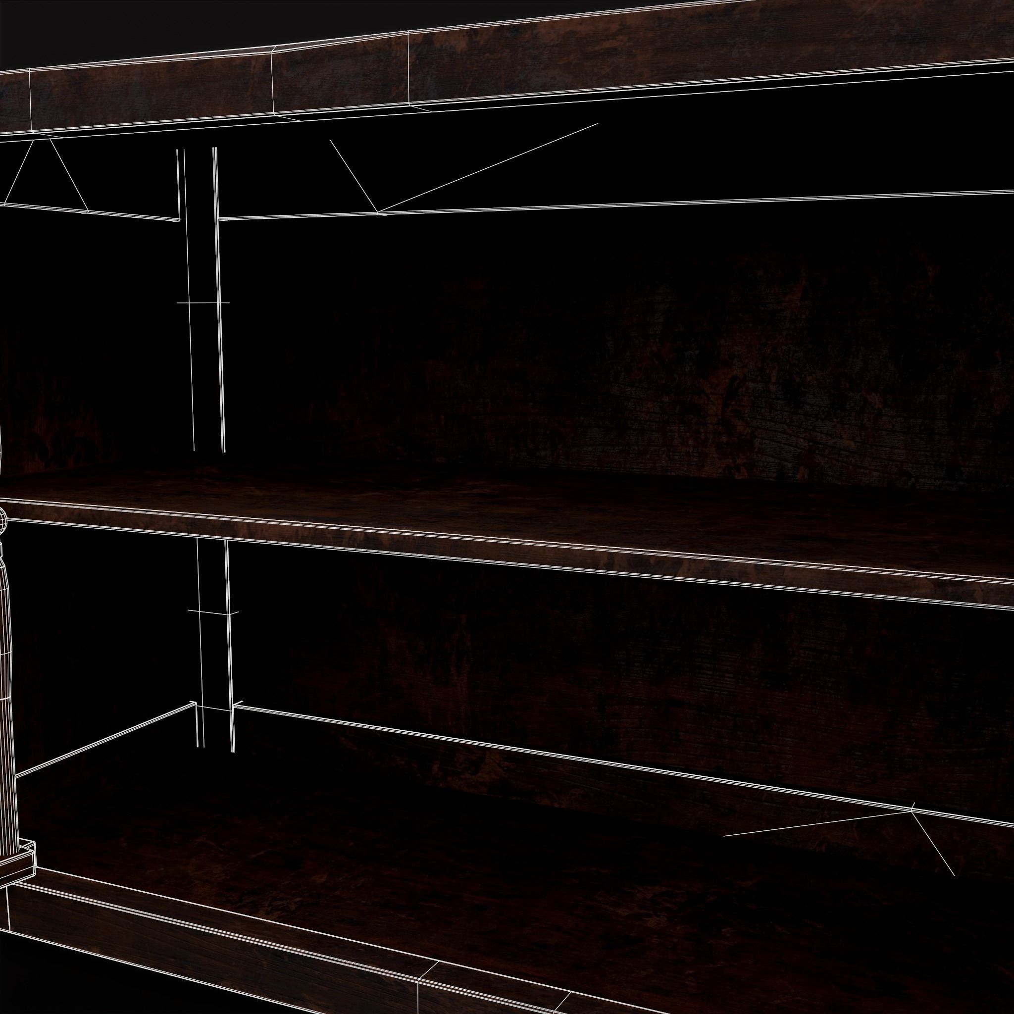 Medieval Oak Drawer Low-poly 3D model_16