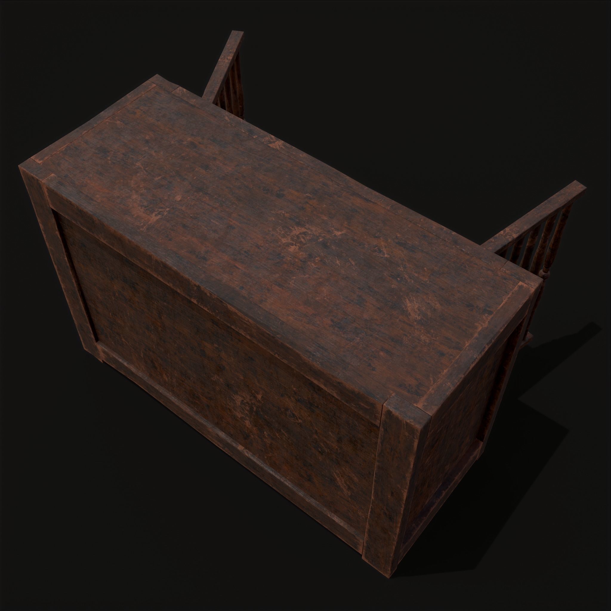 Medieval Oak Drawer Low-poly 3D model_17