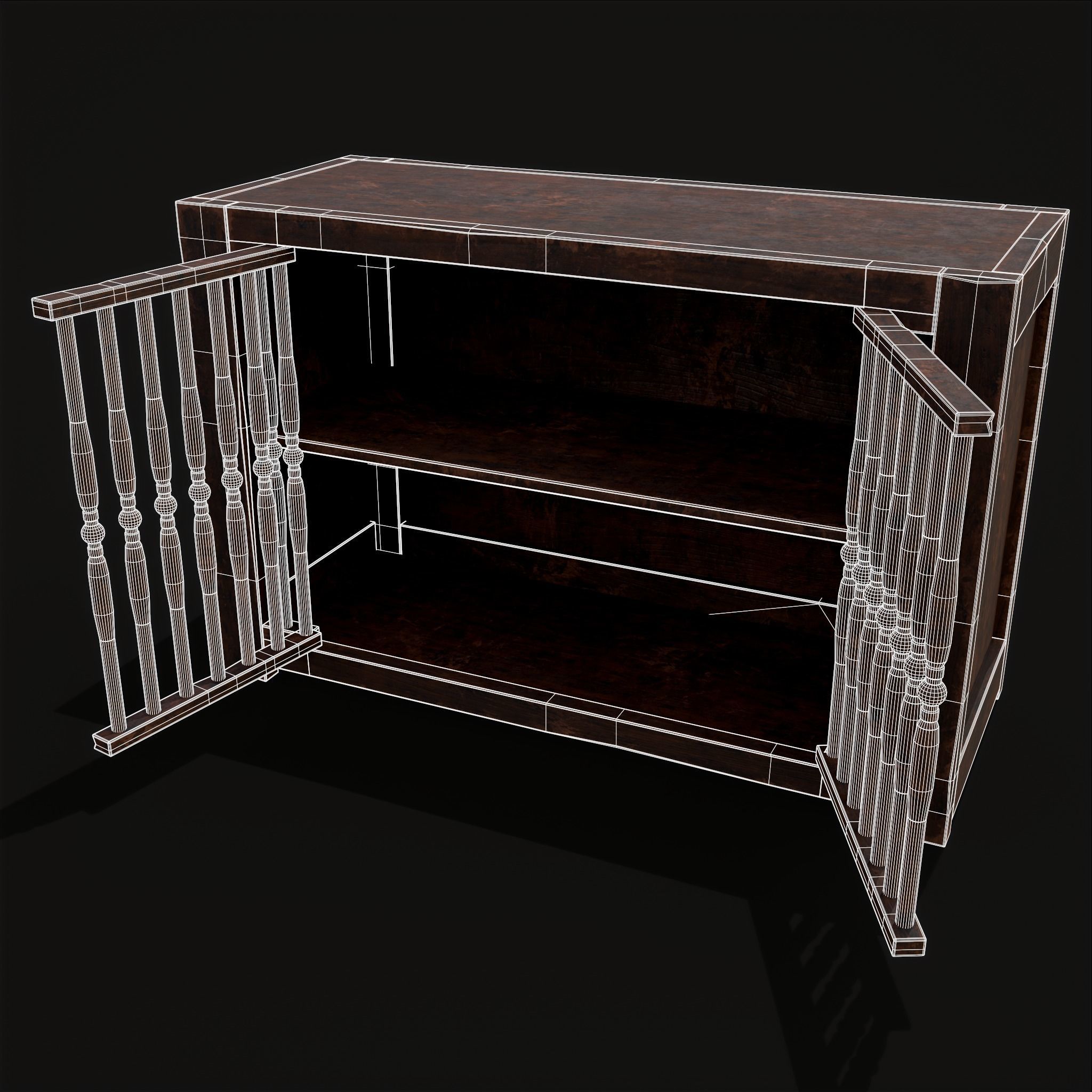 Medieval Oak Drawer Low-poly 3D model_12