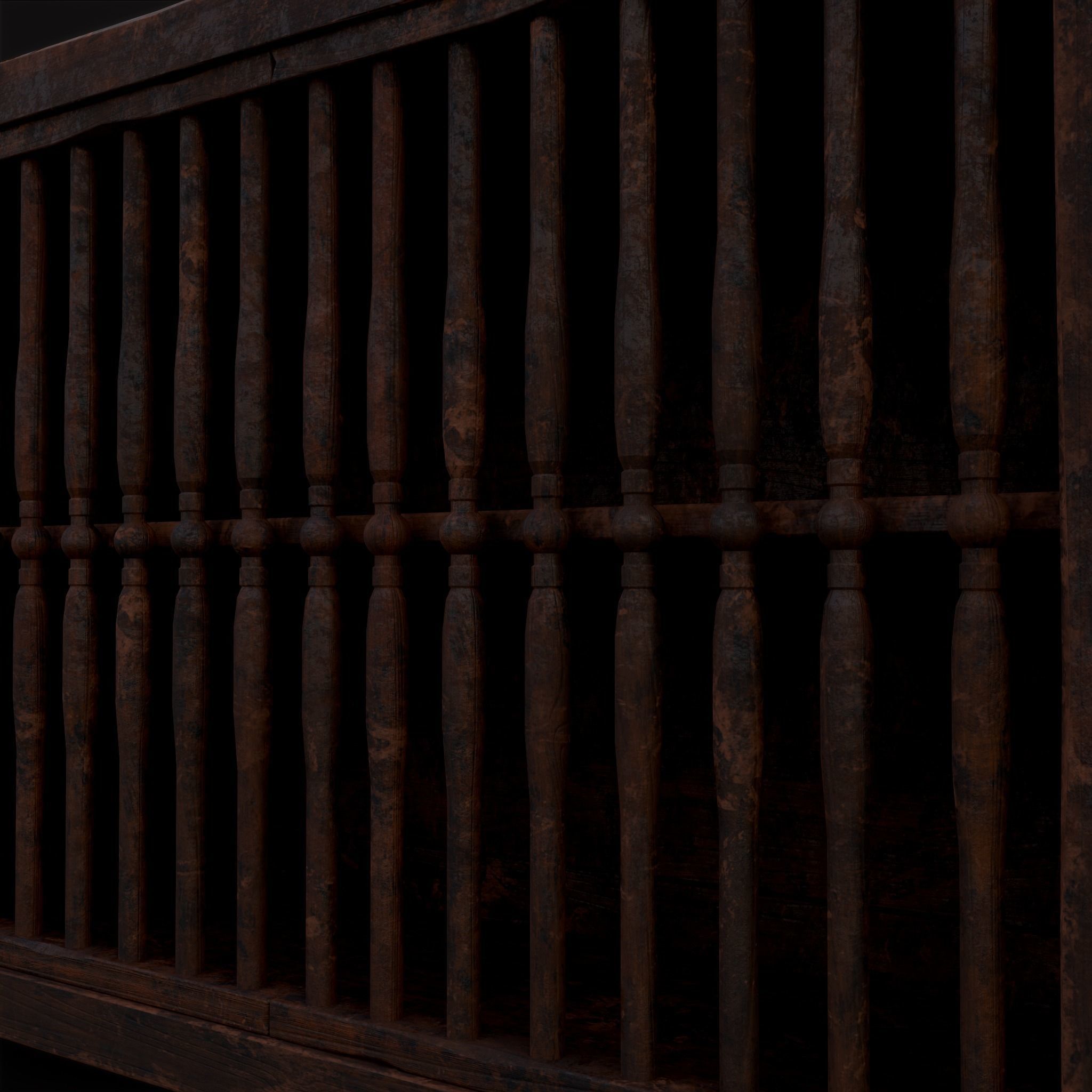 Medieval Oak Drawer Low-poly 3D model_9