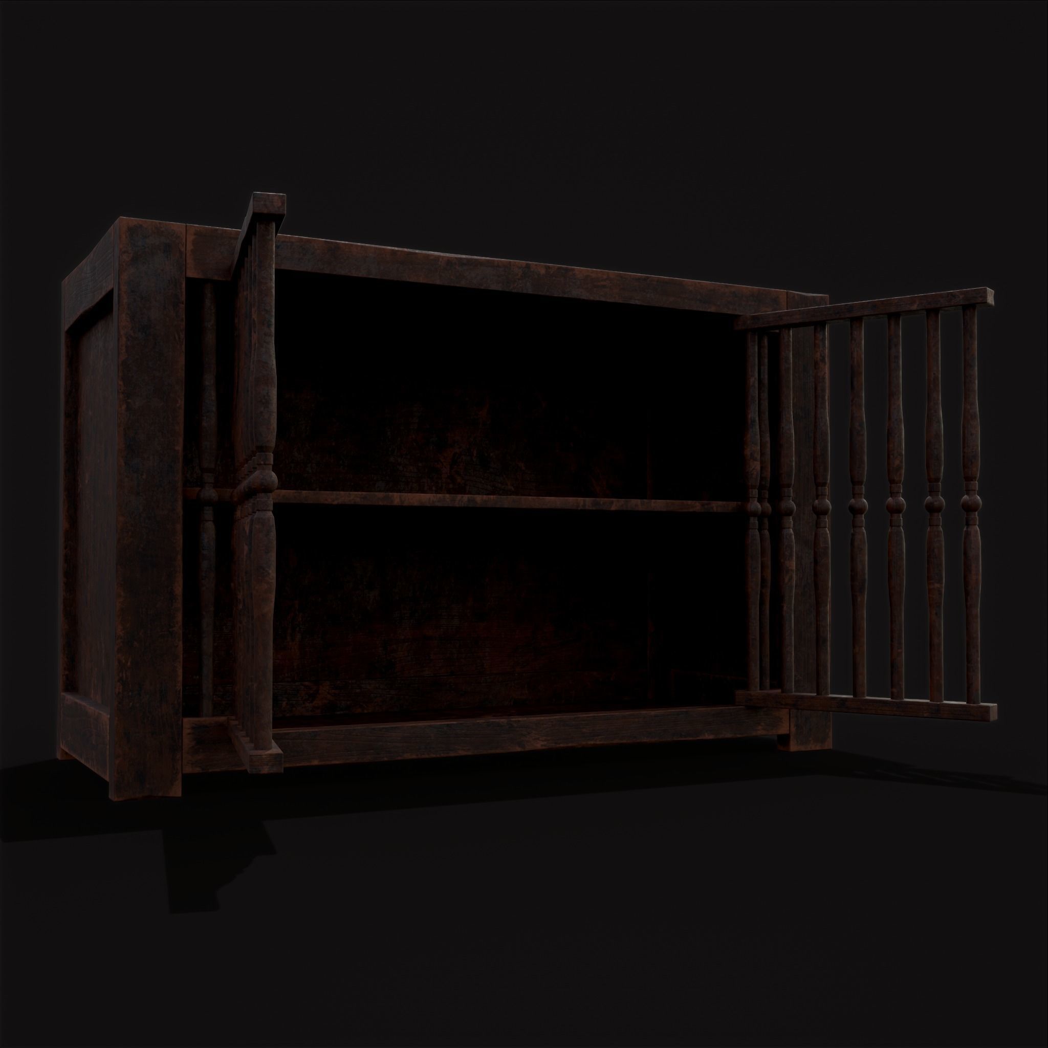 Medieval Oak Drawer Low-poly 3D model_13