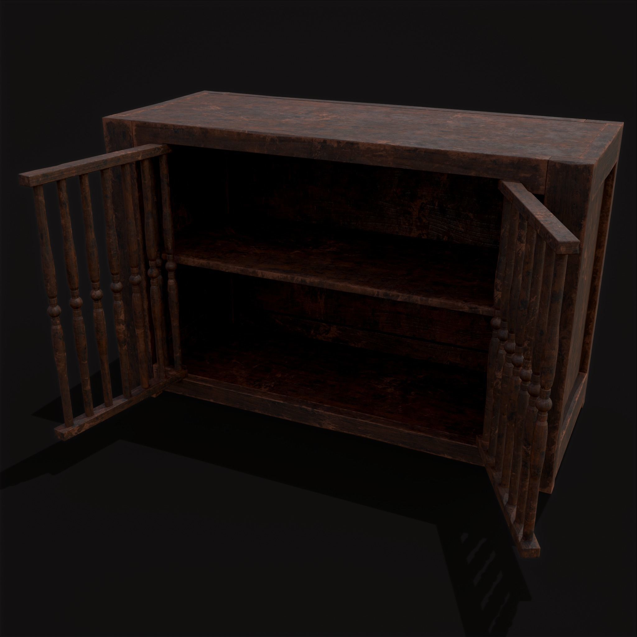 Medieval Oak Drawer Low-poly 3D model_11