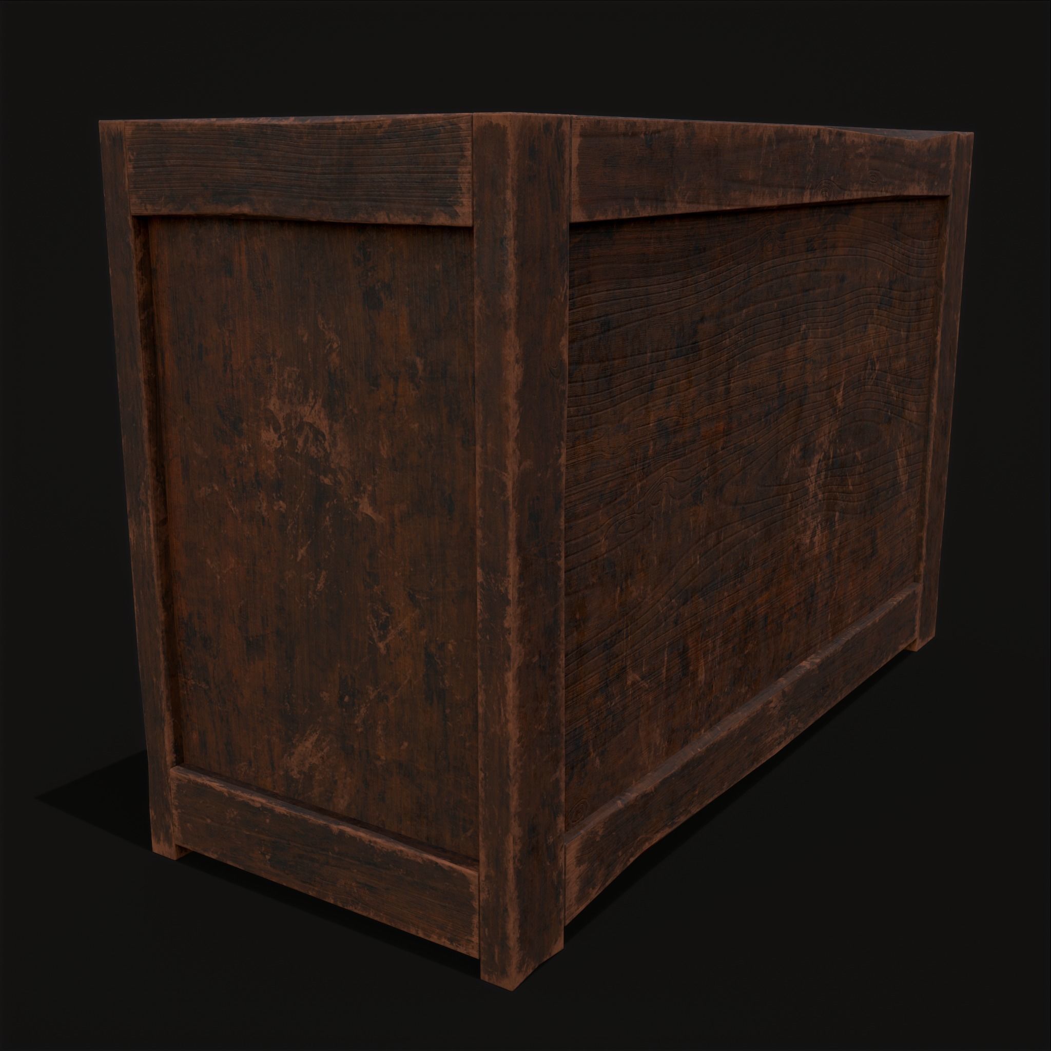 Medieval Oak Drawer Low-poly 3D model_7