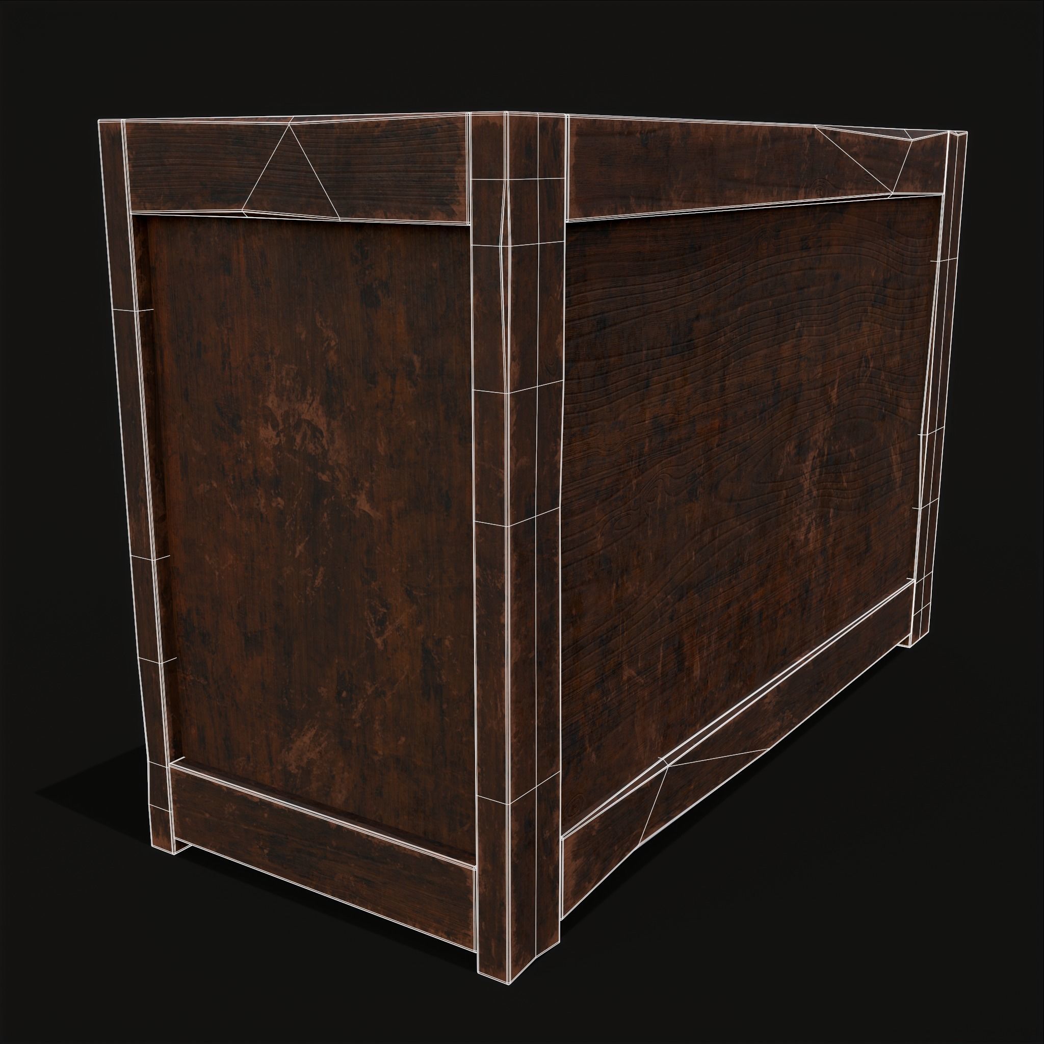 Medieval Oak Drawer Low-poly 3D model_8