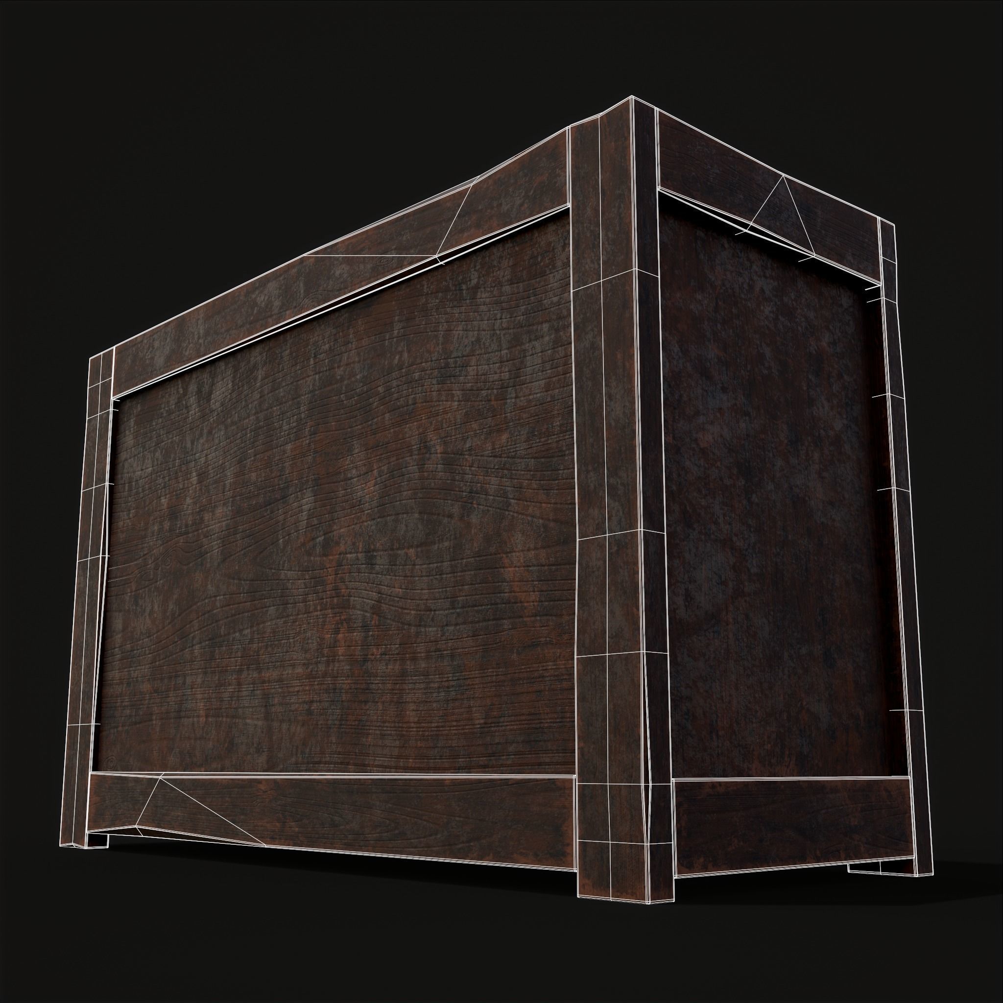 Medieval Oak Drawer Low-poly 3D model_6