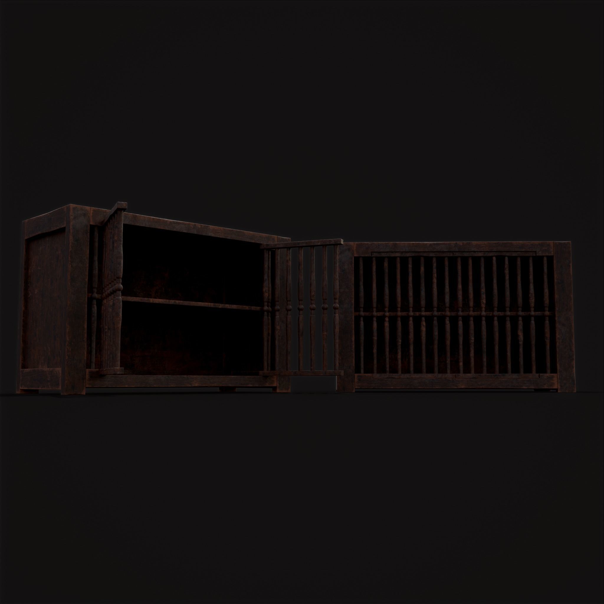 Medieval Oak Drawer Low-poly 3D model_23