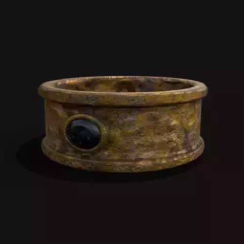 Rustic Medieval Viking Gemmed Ring Low-poly 3D model