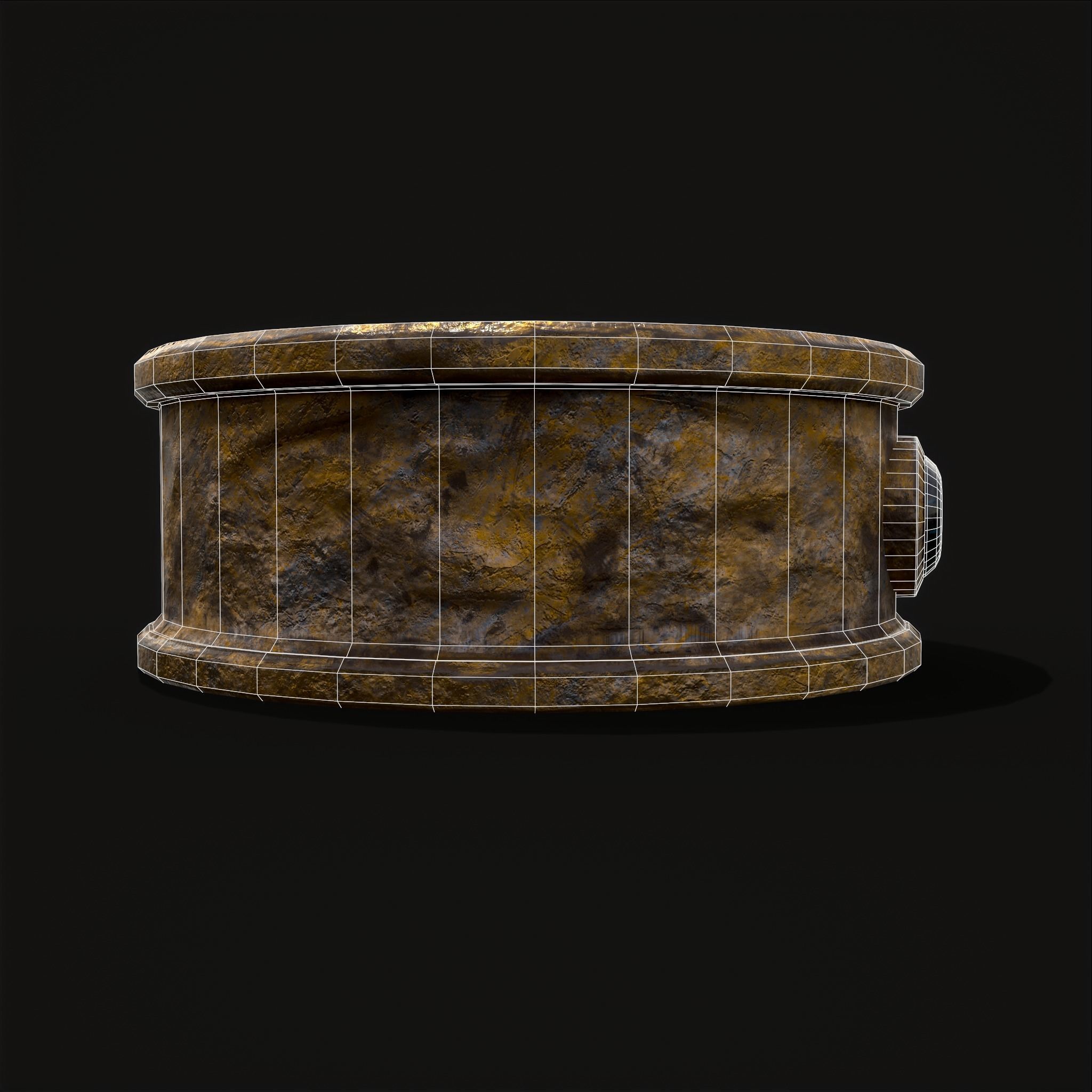 Rustic Medieval Viking Gemmed Ring Low-poly 3D model_4