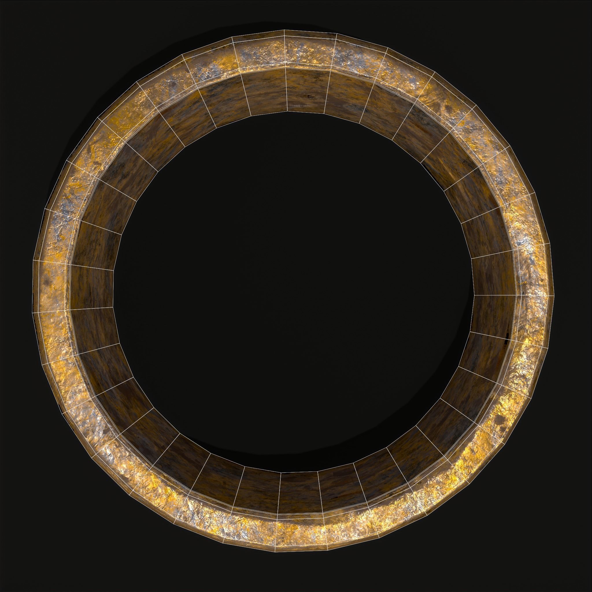 Rustic Medieval Viking Gemmed Ring Low-poly 3D model_6