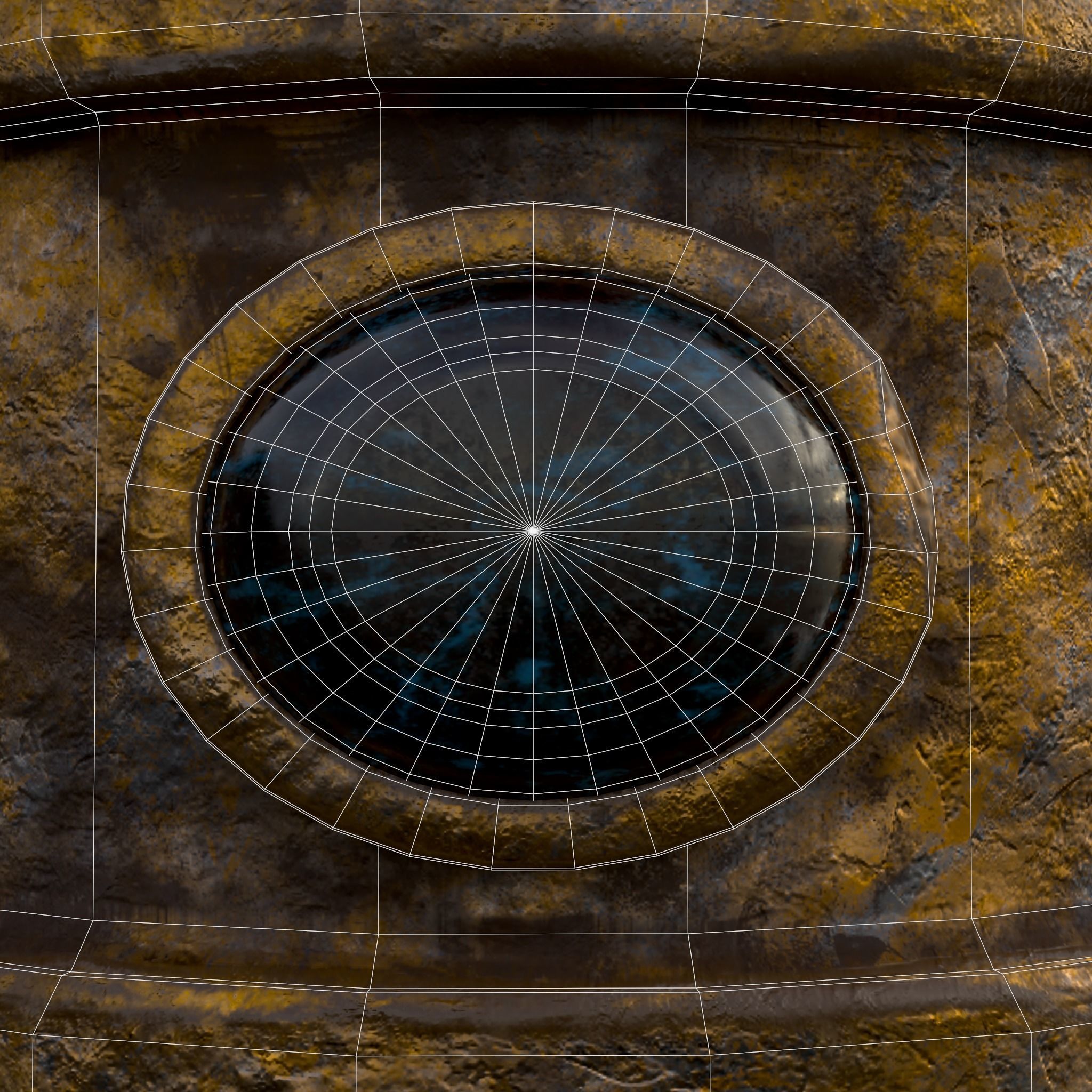 Rustic Medieval Viking Gemmed Ring Low-poly 3D model_12