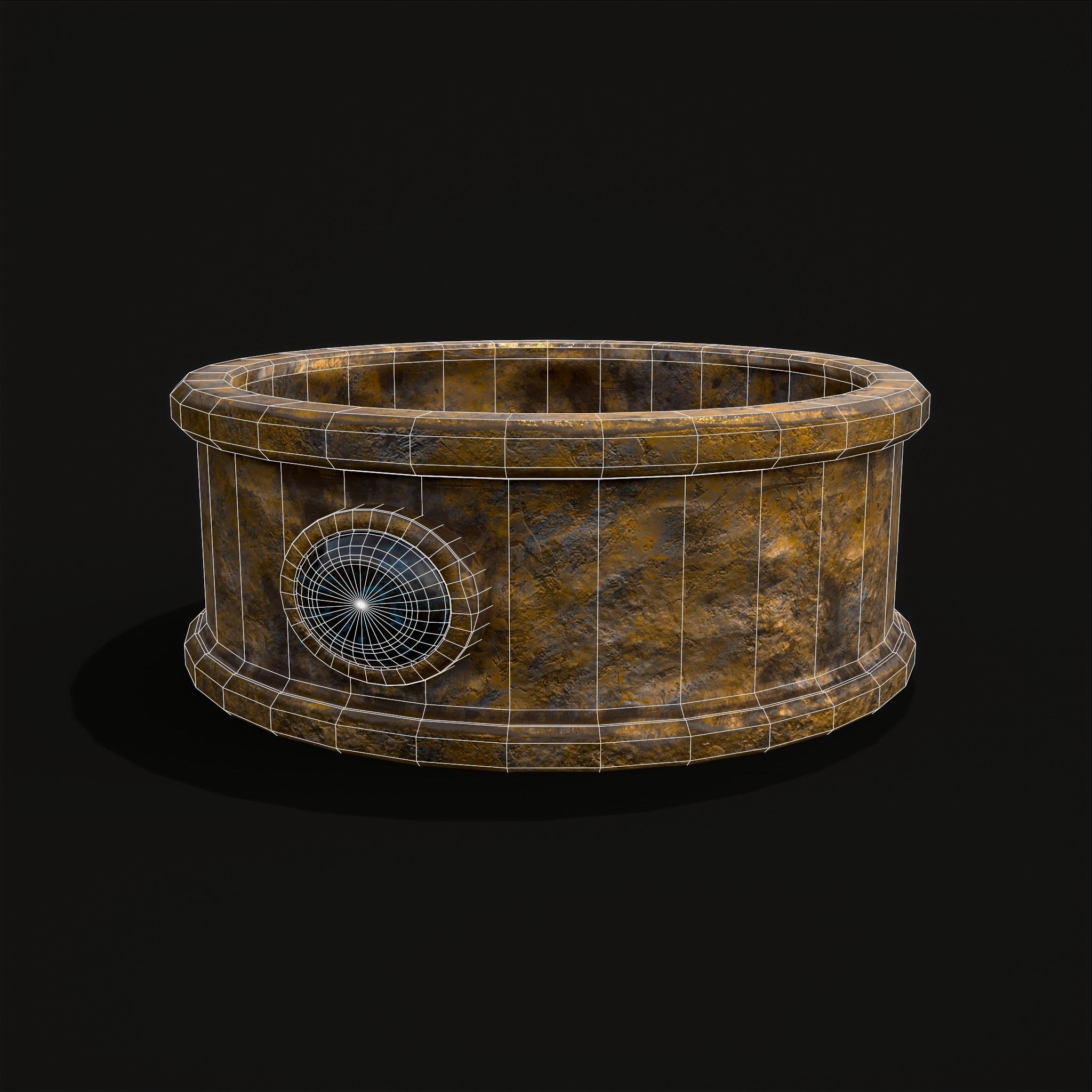 Rustic Medieval Viking Gemmed Ring Low-poly 3D model_2