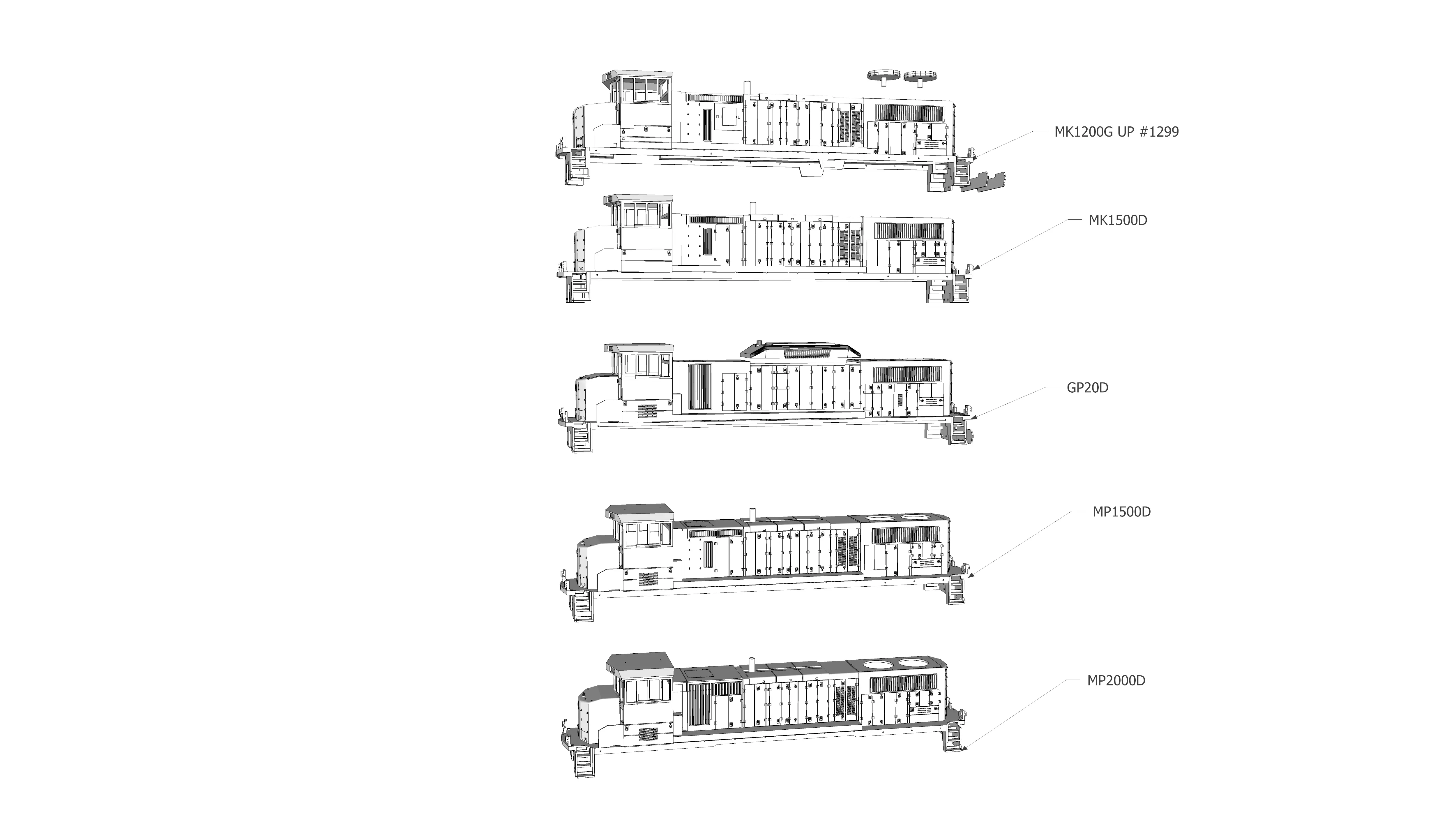 MK1500D MK1200G GP20D HO Locomotive Shells 3D print model_0