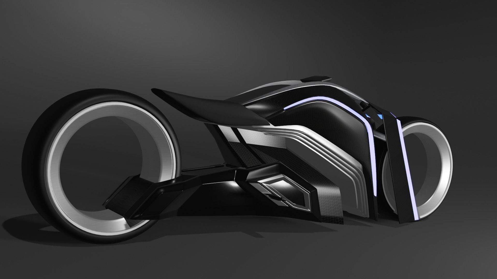 TESLATRON futuristic motorcycle design Low-poly 3D model_3
