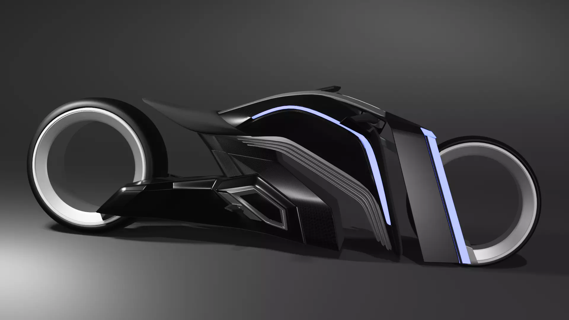 TESLATRON futuristic motorcycle design Low-poly 3D model_0