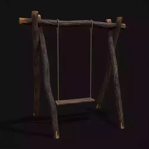 Rustic Log Rope Swing Low-poly 3D model