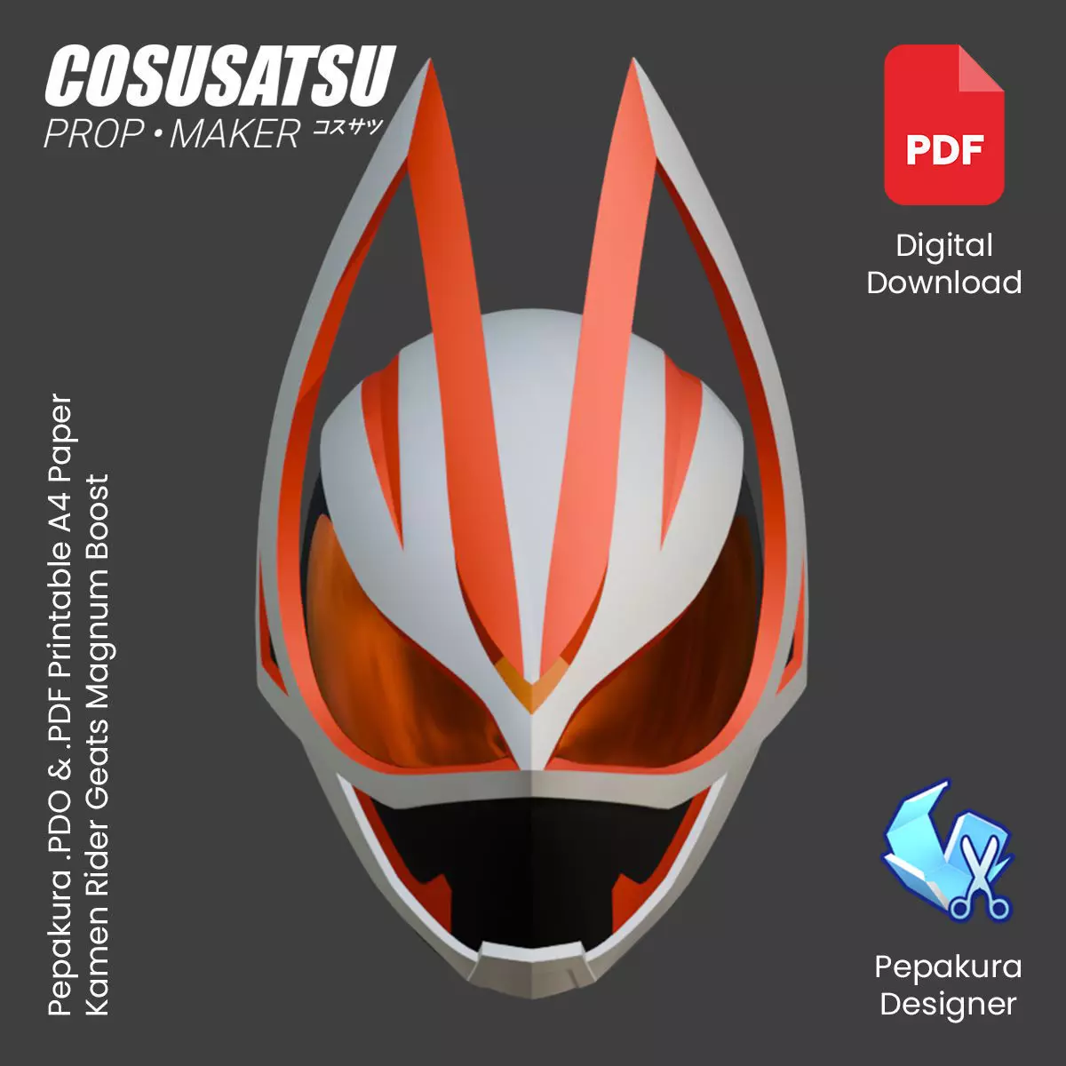 DIY Kamen Rider Geats Helmet Cosplay EVA Foam Template 3D model_0