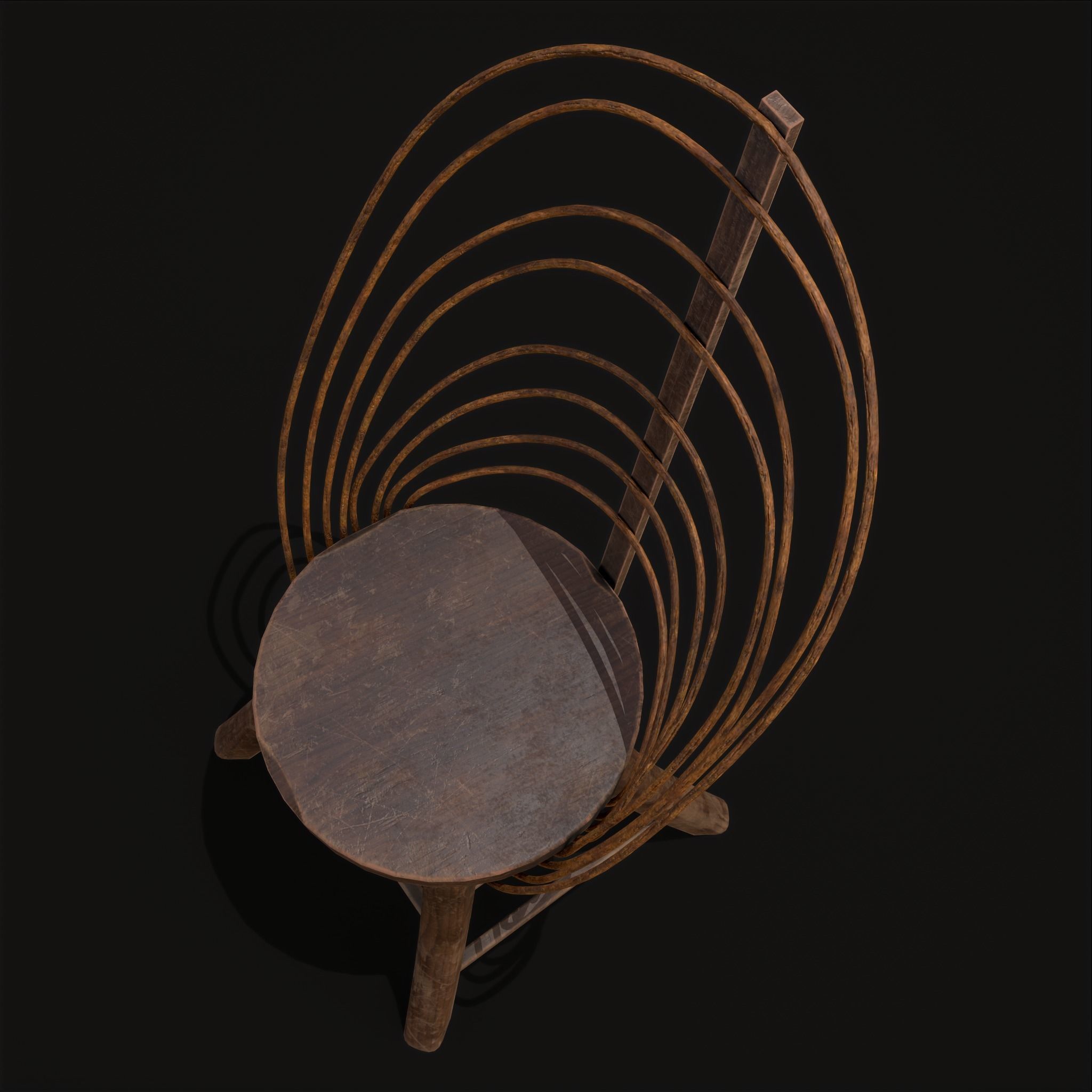 Rustic High Back Bent Stick Chair Low-poly 3D model_13