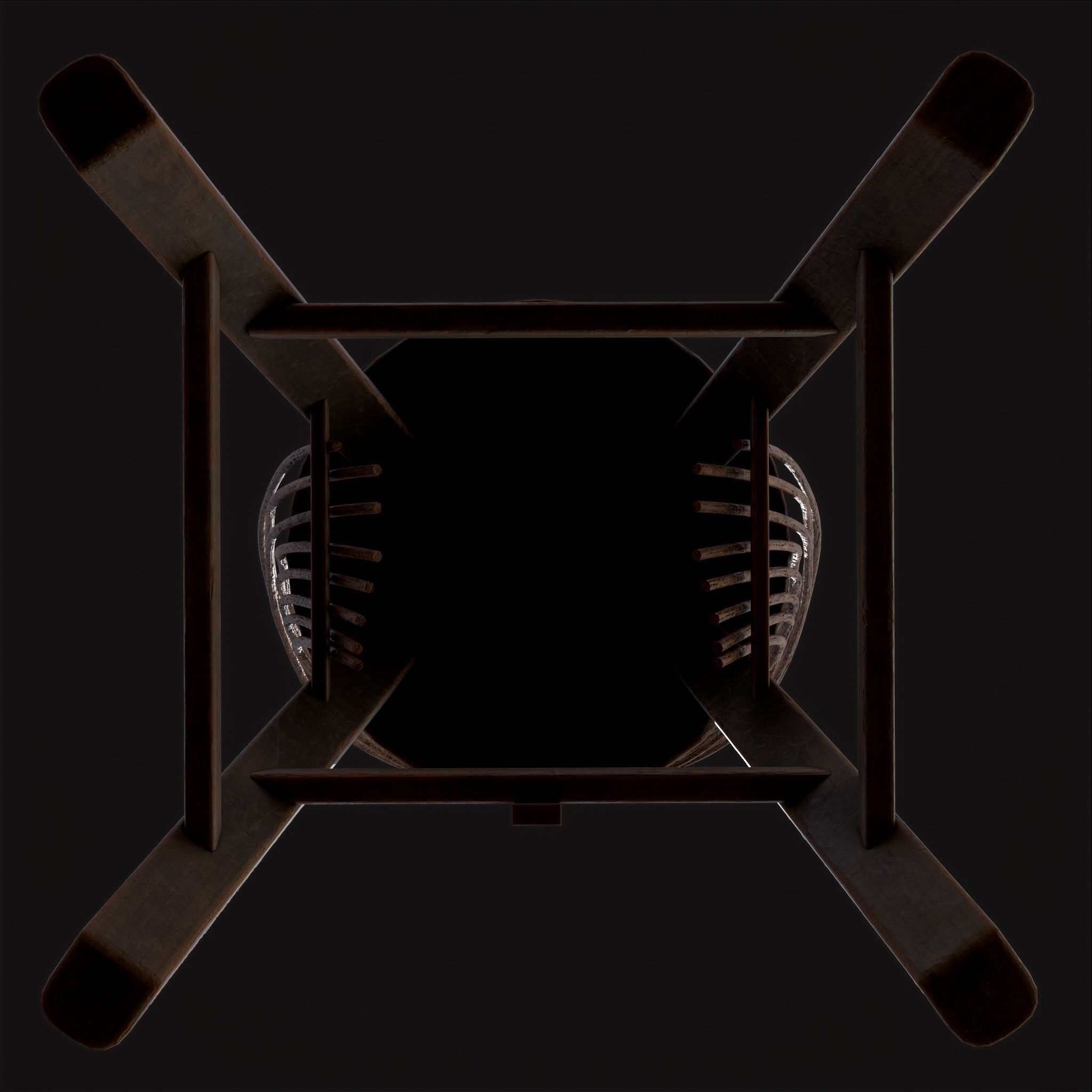 Rustic High Back Bent Stick Chair Low-poly 3D model_11