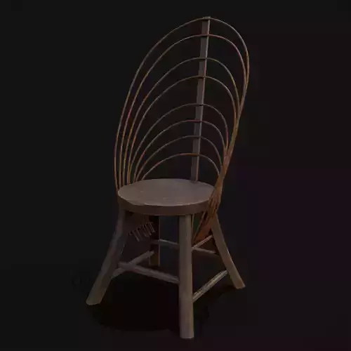 Rustic High Back Bent Stick Chair Low-poly 3D model