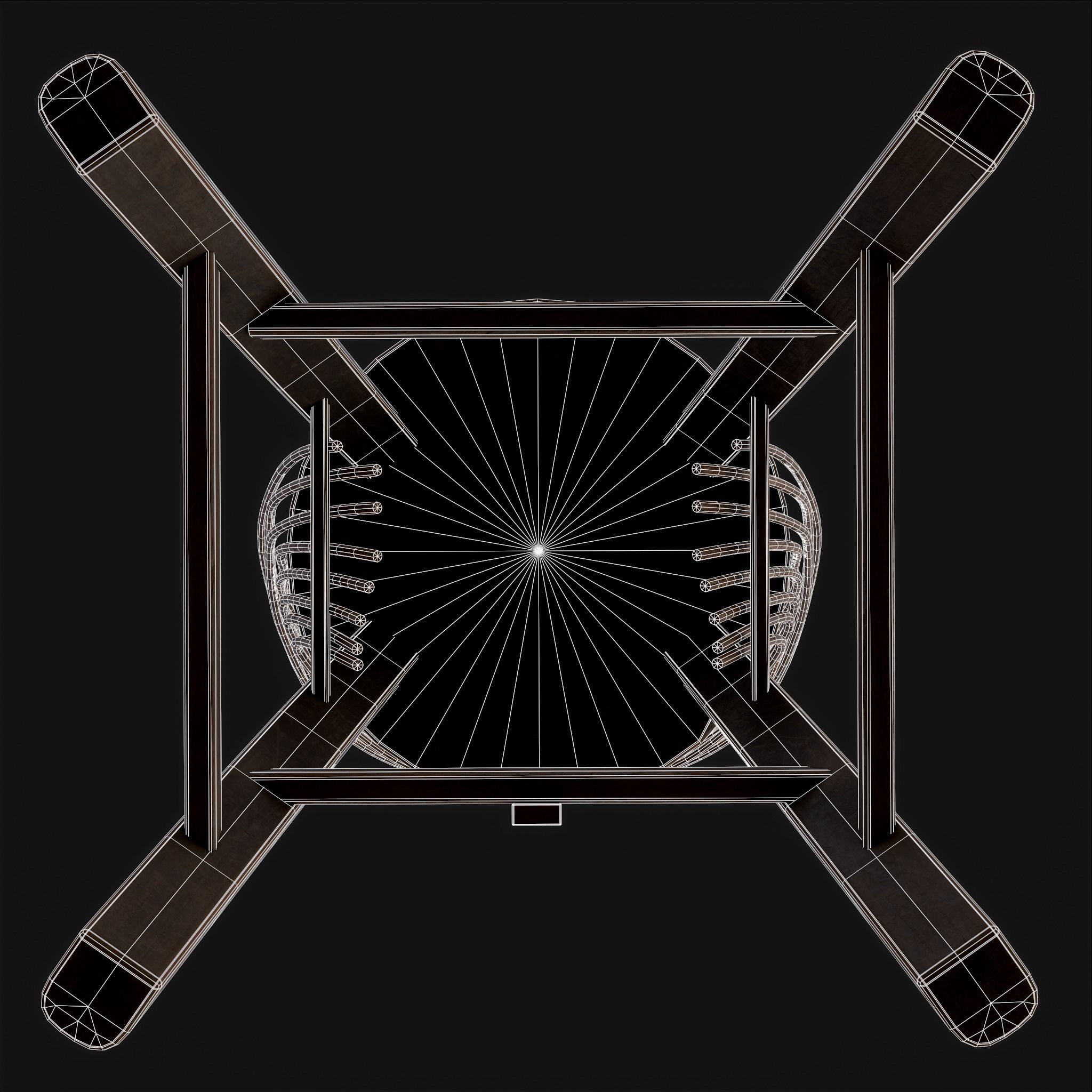 Rustic High Back Bent Stick Chair Low-poly 3D model_12