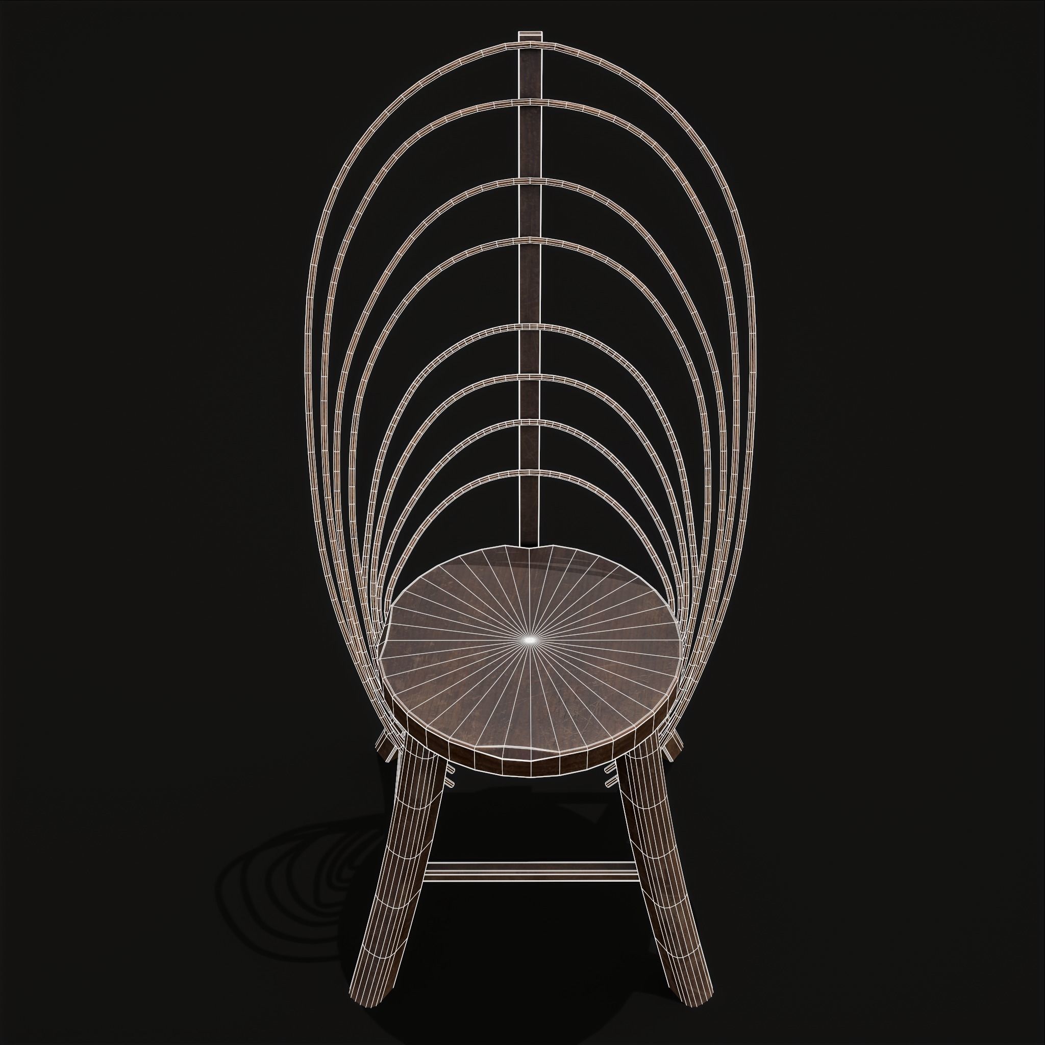 Rustic High Back Bent Stick Chair Low-poly 3D model_6
