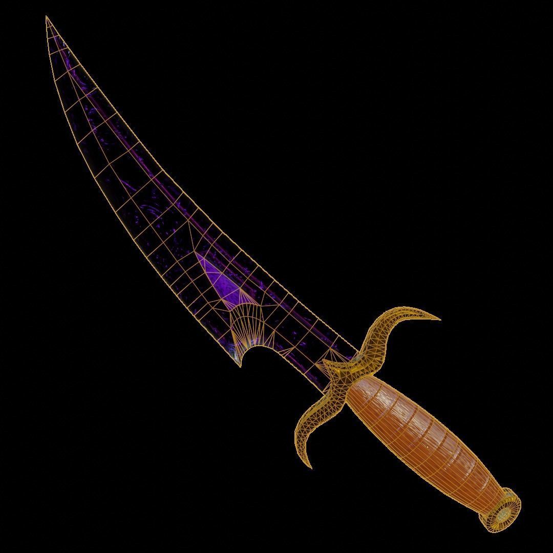 Obsidian dagger of darkness PBR Low-poly 3D model_7