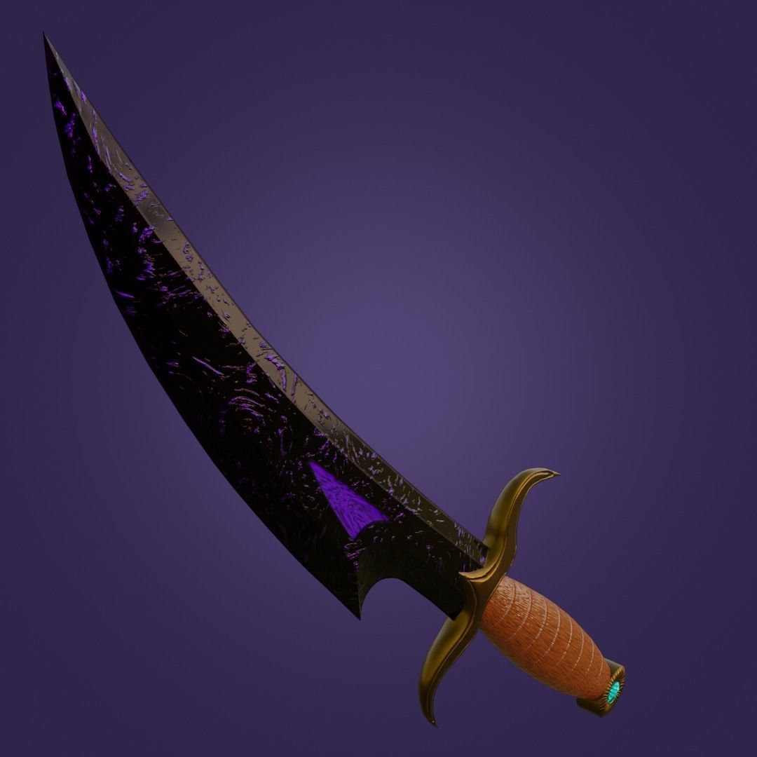 Obsidian dagger of darkness PBR Low-poly 3D model_6