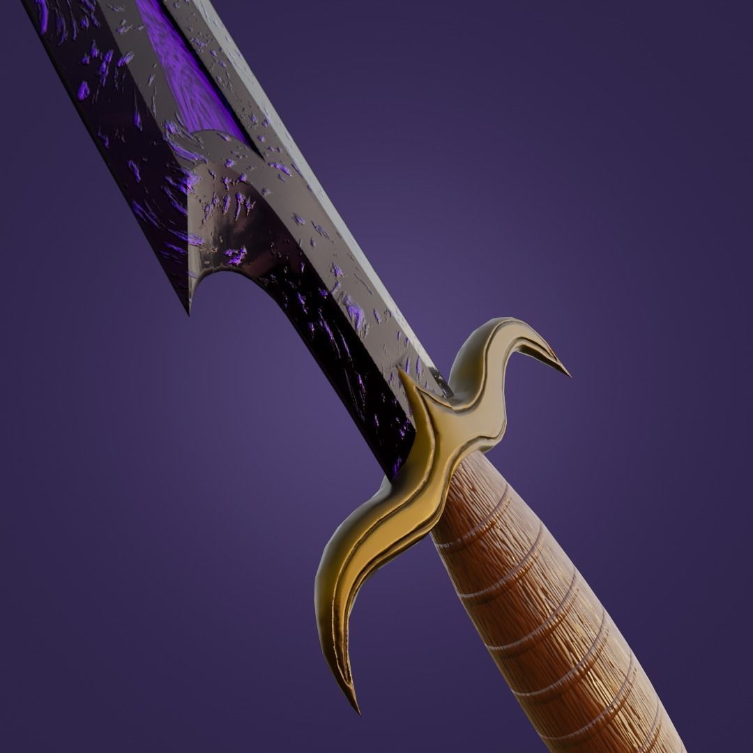 Obsidian dagger of darkness PBR Low-poly 3D model_5