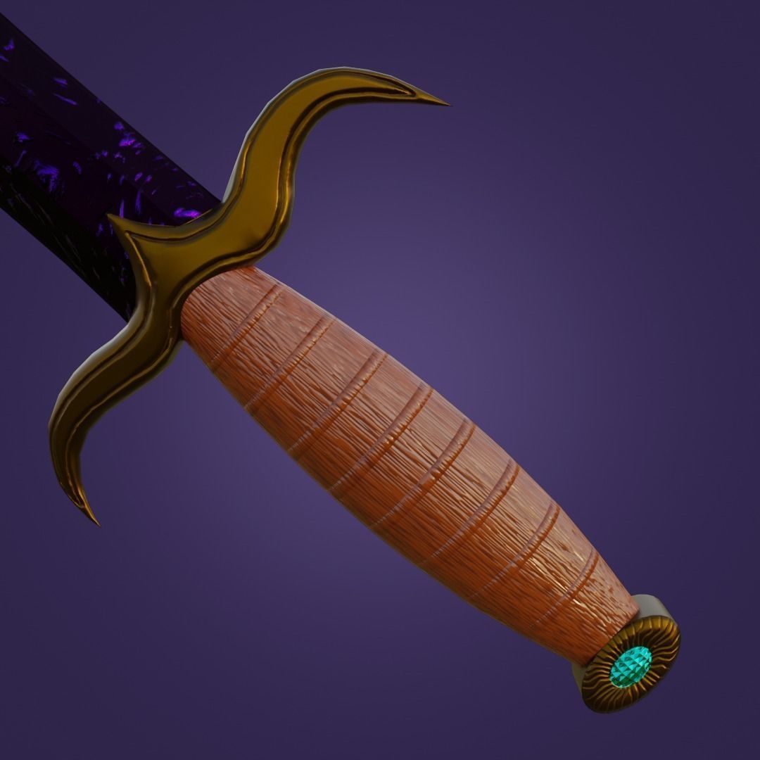 Obsidian dagger of darkness PBR Low-poly 3D model_2