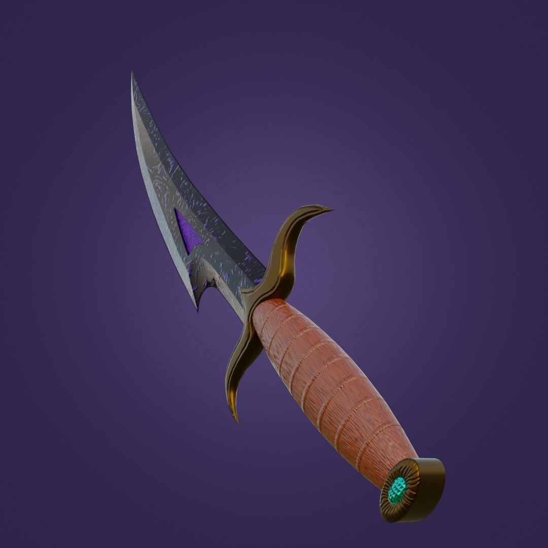 Obsidian dagger of darkness PBR Low-poly 3D model_1