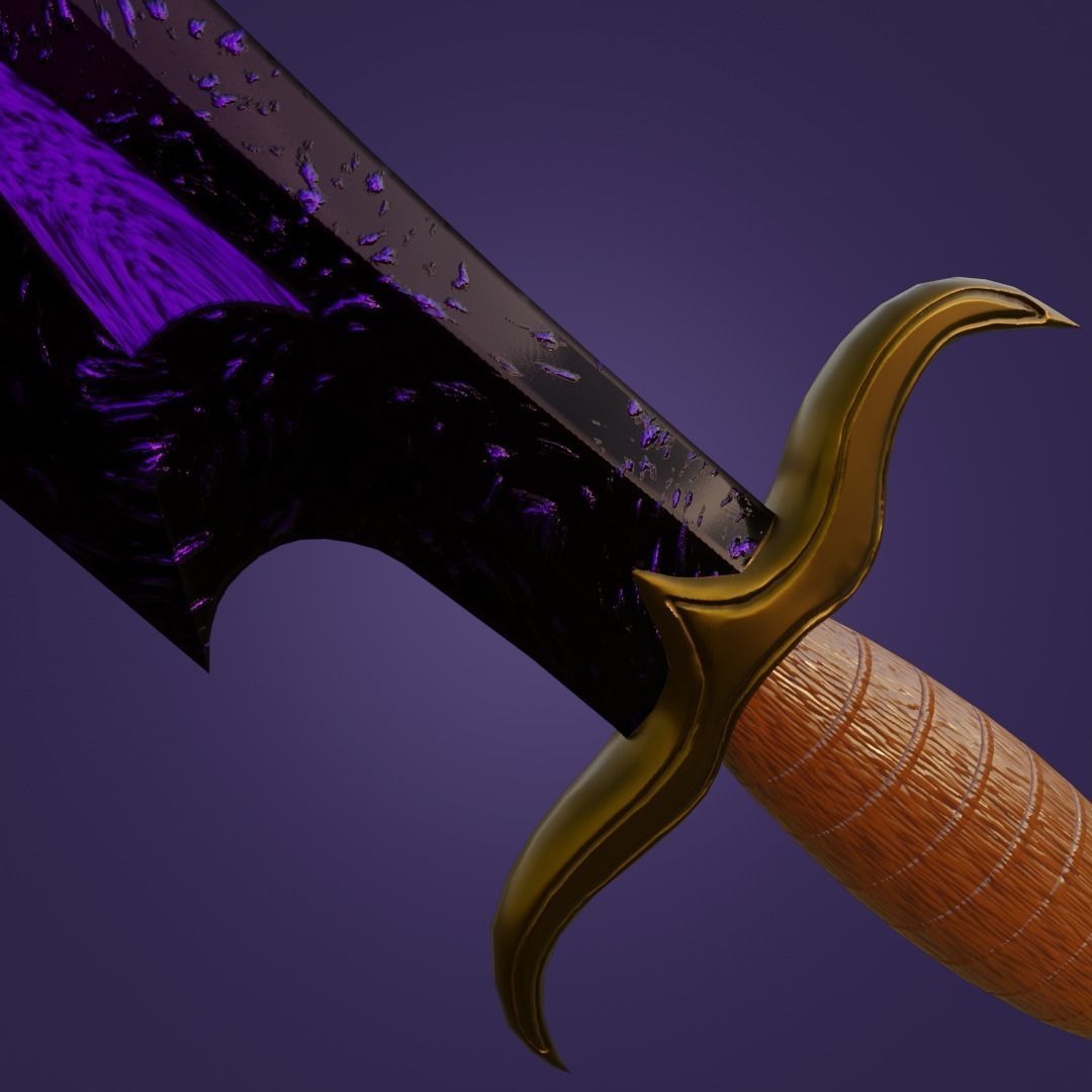 Obsidian dagger of darkness PBR Low-poly 3D model_3
