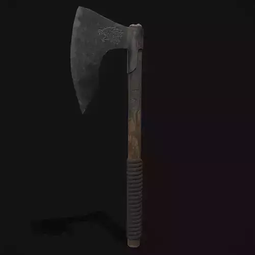 Bearded Viking War Axe Low-poly 3D model