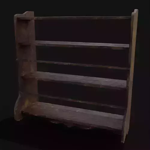 Ornate Old Medieval Wall Mounted Dishes Rack Low-poly 3D model