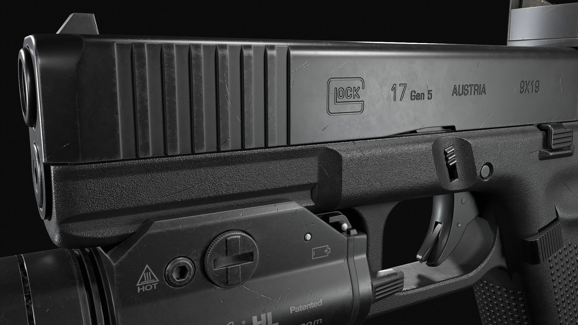 Glock 17 with attachments Low-poly 3D model_12