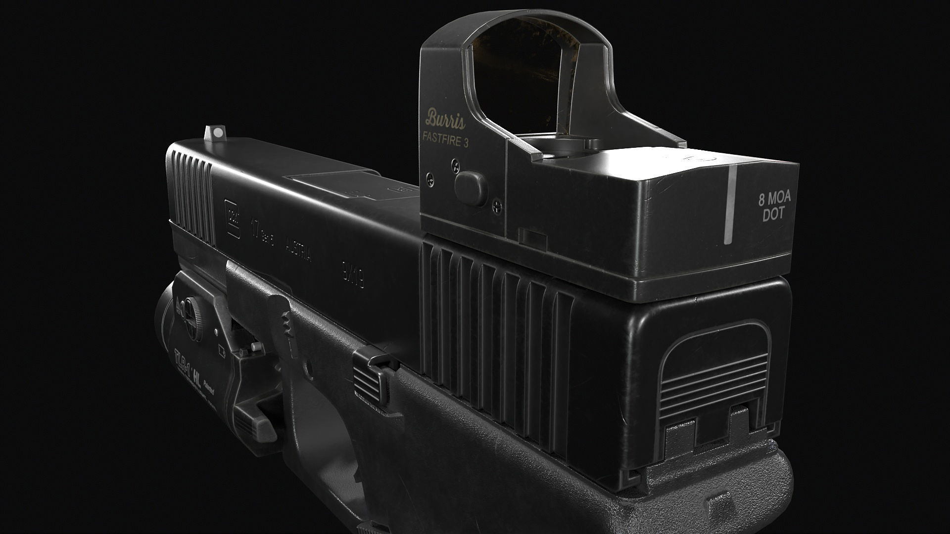 Glock 17 with attachments Low-poly 3D model_20
