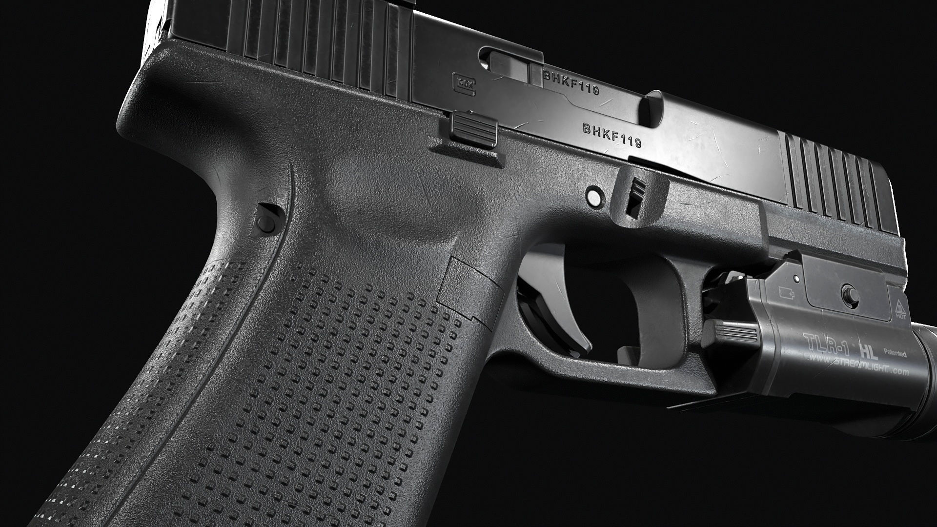 Glock 17 with attachments Low-poly 3D model_17